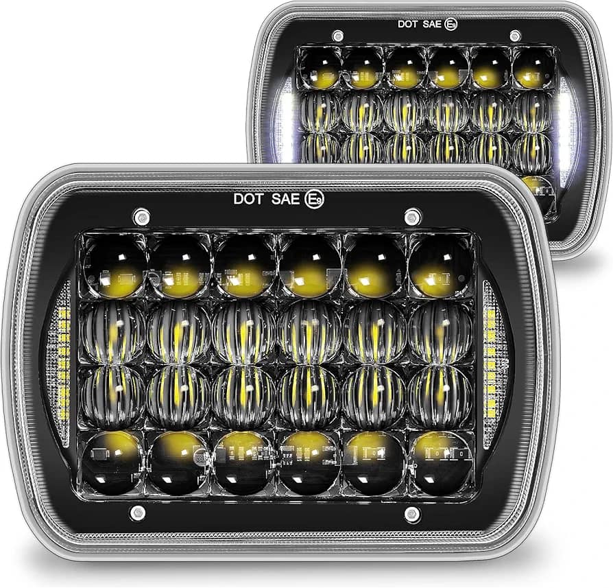 TRUE MODS 7x6 5x7 H6054 Black LED Headlights H4 2B1